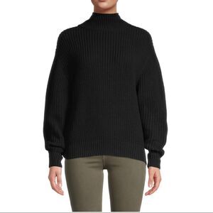 French Connection Millie Mozart Balloon Sleeve Sweater In Black